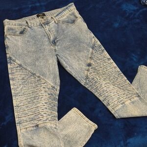 Forever 21 Blue Moto Skinny Jeans